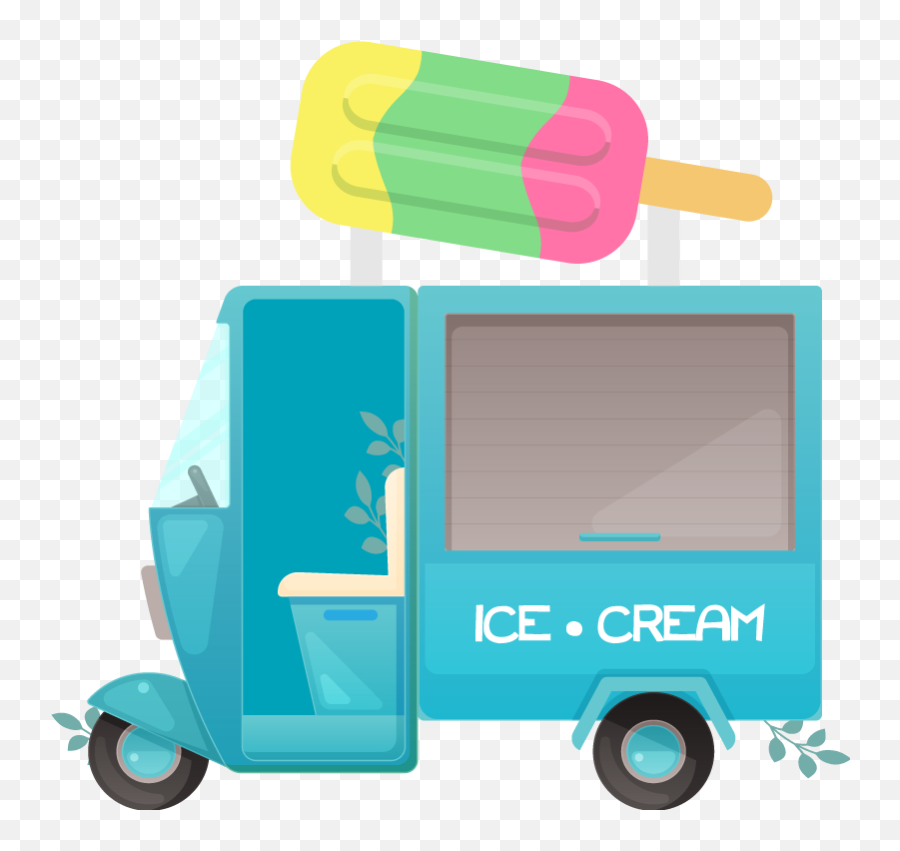 Ice Cream Truck Illustration Wall Art Decal - Caminhao De Sorvete Emoji,Emoji Wall Art