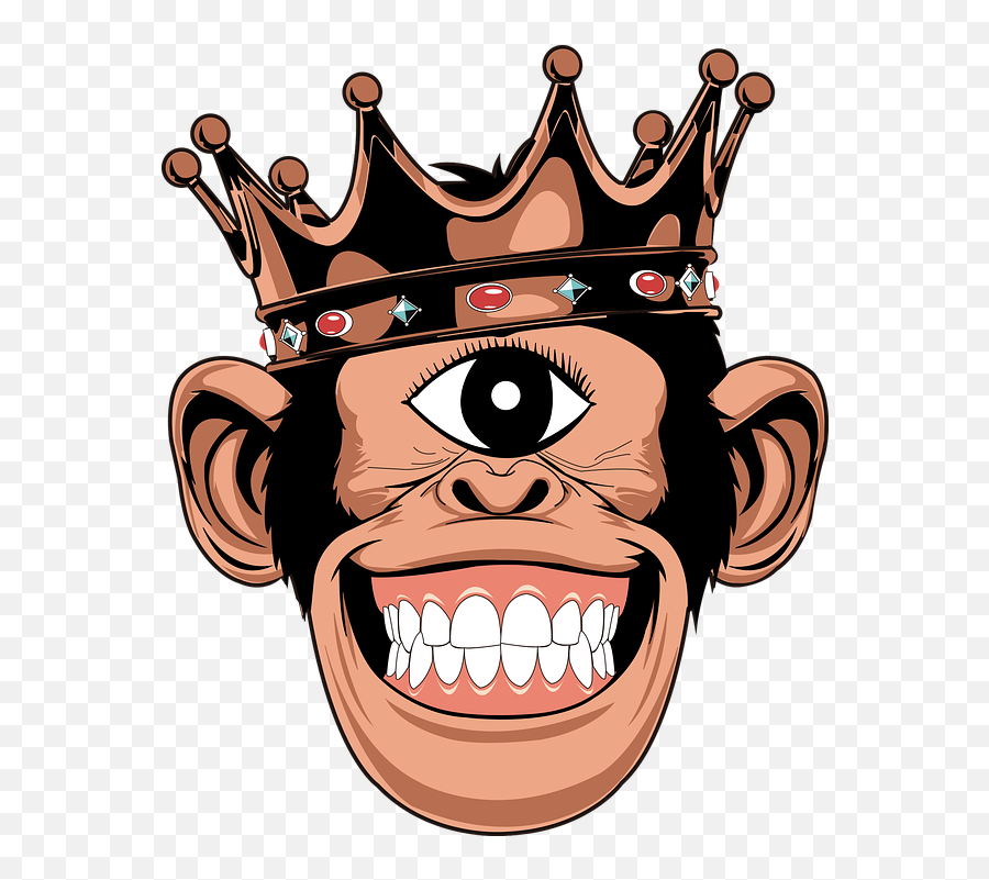 Primate Ape Chimpanzee Third Eye - Monkey Crown Emoji,Bared Teeth Chimpanzee Emotion