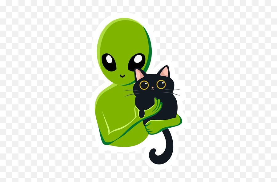 Alien With A Cat Sticker - Sticker Mania Emoji,Cat Emoticon Sticker