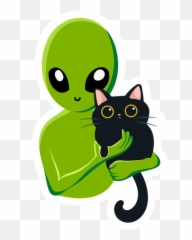 Alien With A Cat Sticker - Sticker Mania Emoji,Cat Emoticon Sticker