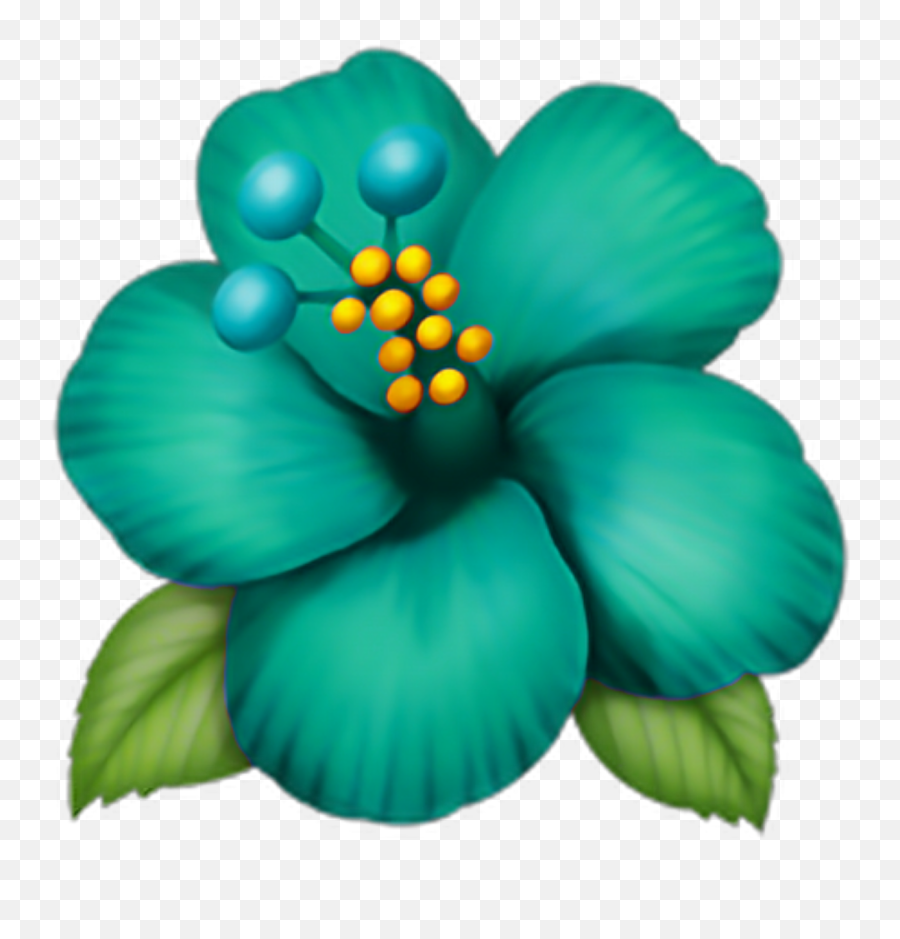 Emoji Fleur Flower Flora Vert Bleu - Hibiscus Flower Emoji Png,Hibiscus Emoji