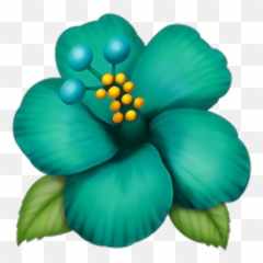 Emoji Fleur Flower Flora Vert Bleu - Hibiscus Flower Emoji Png,Hibiscus Emoji