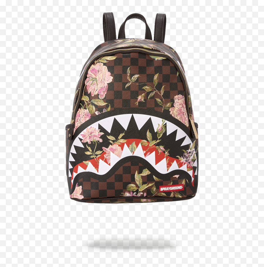 Shark Flower Savage Backpack - Sprayground Backpack Flower Shark Emoji,Cool Emoji Backpacks