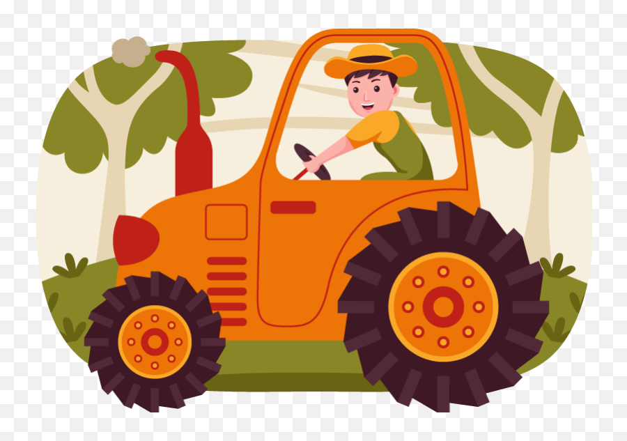 Plain Orange Tractor Kids Vinyl Rug - Desenho De Homem Dirigindo Um Trator Emoji,Dance Emoji Green Tractor