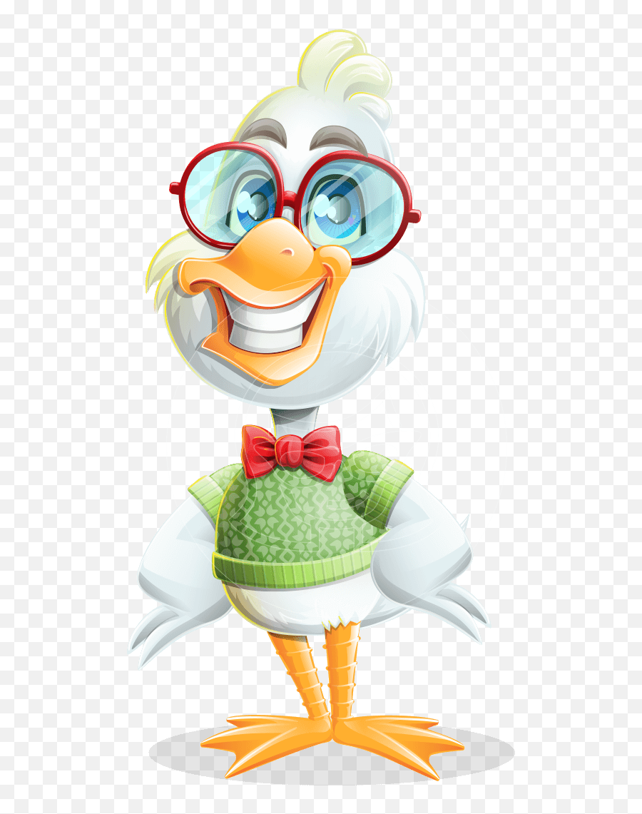 Smart White Duck Cartoon Vector - White Duck Cartoon Character Emoji,How To Draw A Cartoon Animal Eye Emotion Funny