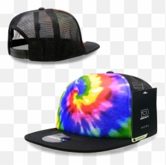 Tie Dye Print Trucker Snapback Flat Bill Hat - Decky 1079 Emoji,Billed Cap Emoji