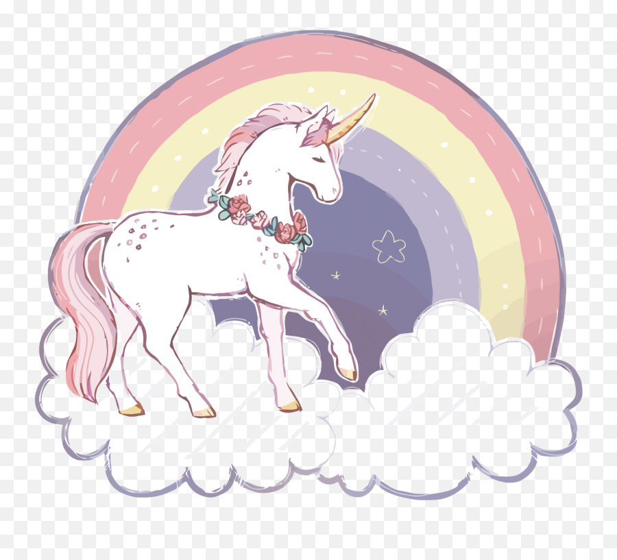 Download Rainbow Vector Unicorn Free - Harga Wallpaper Dinding Unicorn Emoji,Unicorn Emoticon With Rainbow