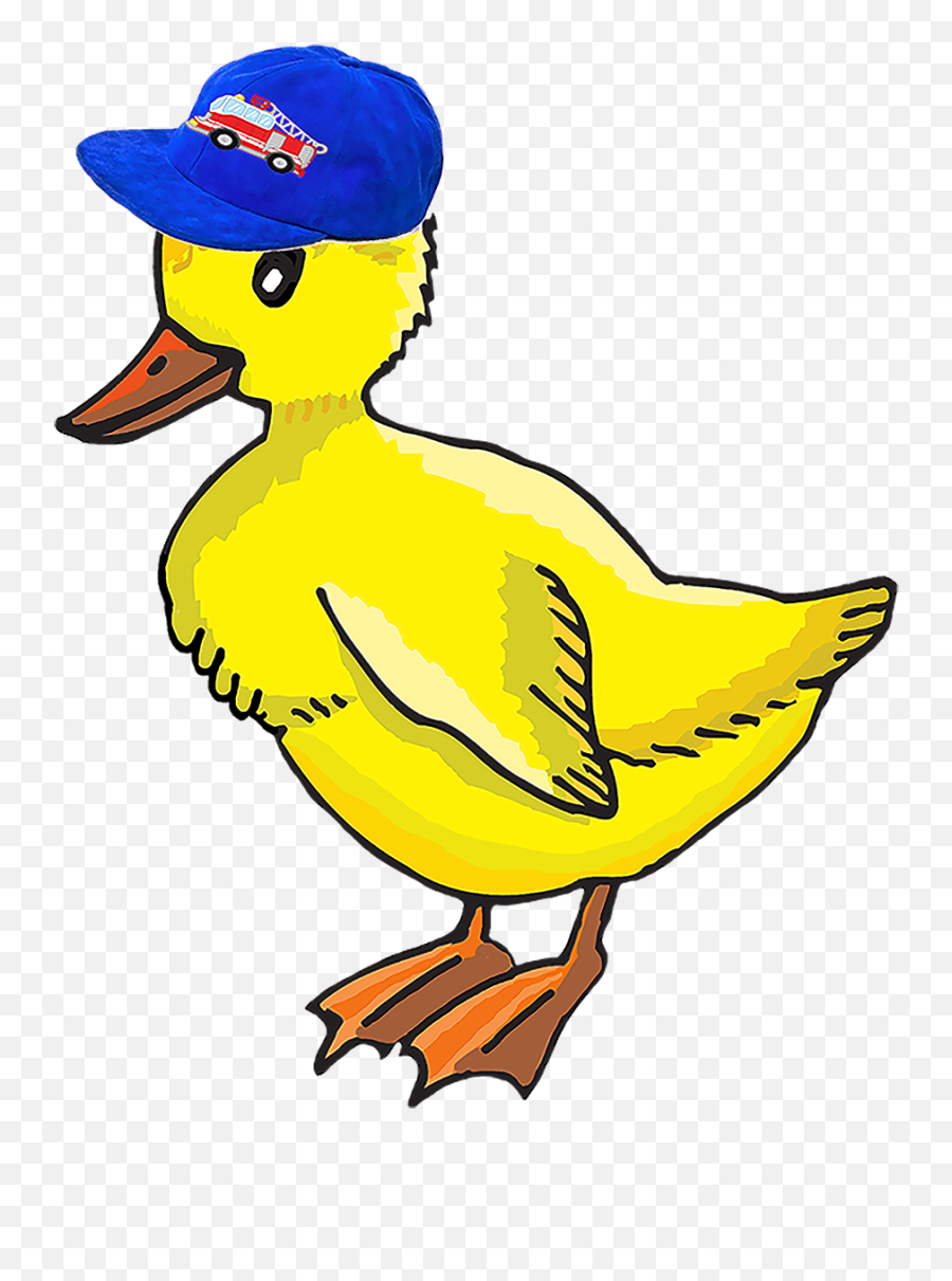 A Drawing Of A Duckling With A Fire Truck On Its Blue - Cute Duck Clip Art Emoji,Firetruck Emoji
