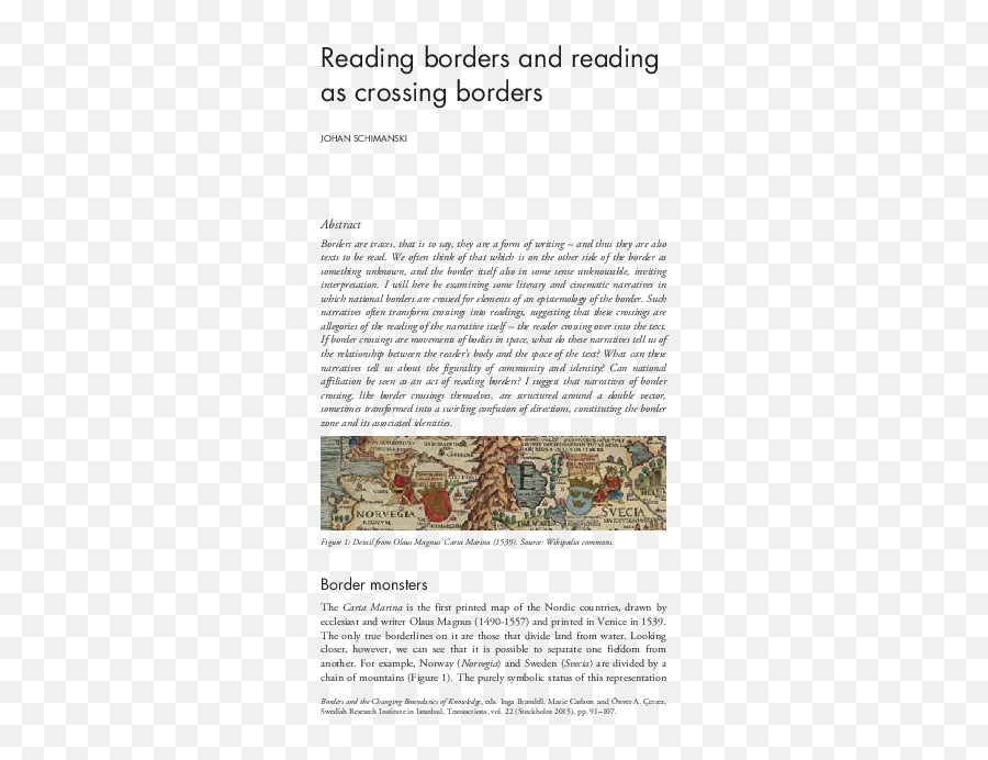 Pdf Reading Borders And Reading As Crossing Borders Johan Emoji,Border Wall Blinded By Emotions