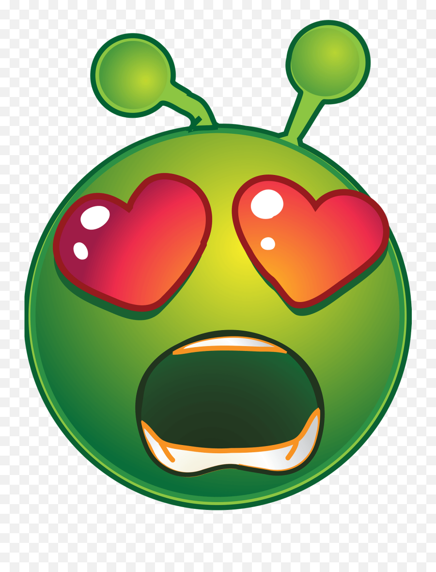 Smiley Green Alien Surprised Love - Extraterrestre Smiley Emoji,Alien Love Emoji