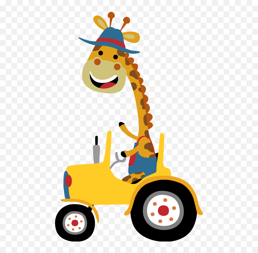 Tractor Contour Illustration Wall Art Decal - Happy Emoji,Giraffe Emoji Iphone