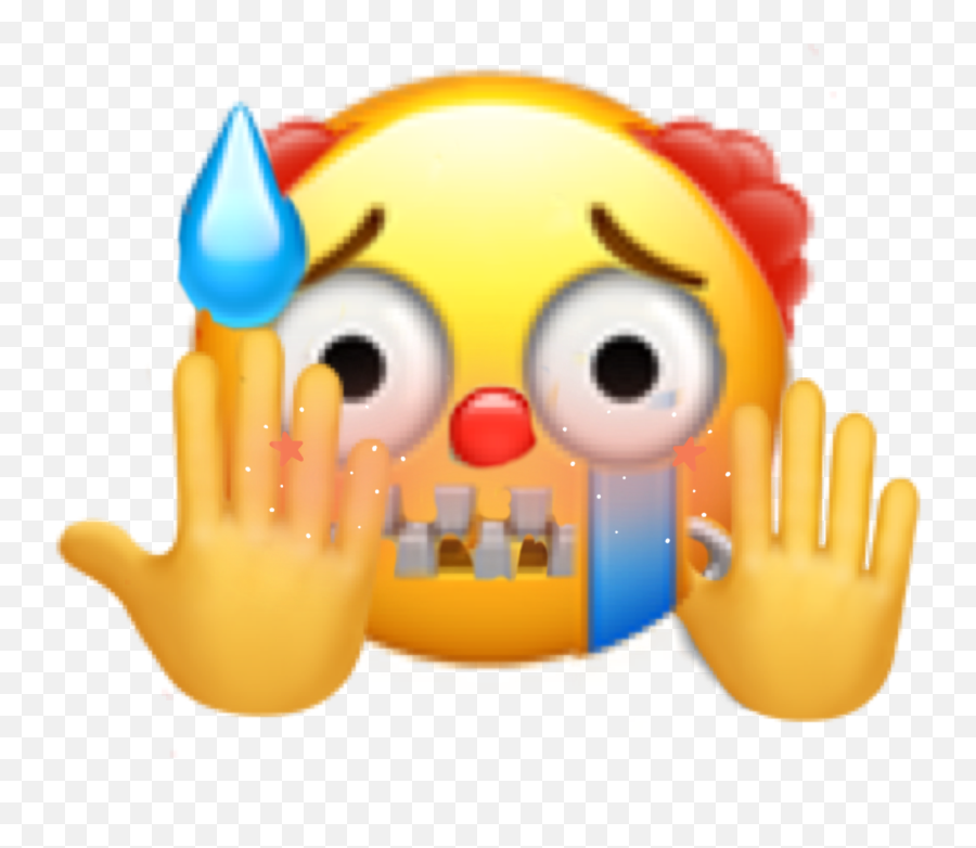 Hands Up Clown Sticker - Crying Emoticon With Hands Up Emoji,Emoticons Facebookhands Up
