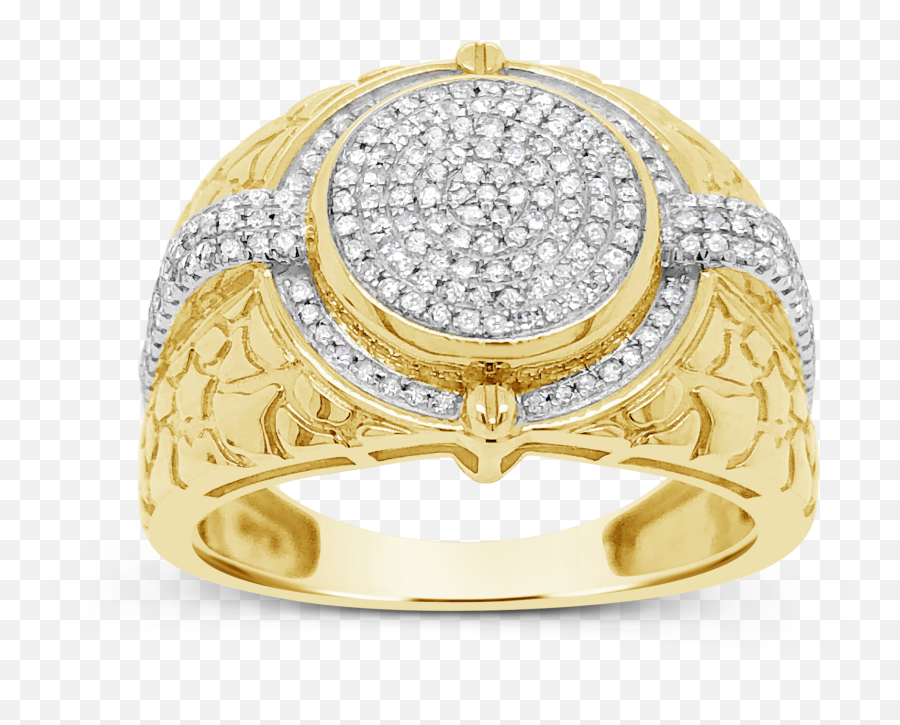 Diamond Nugget Ring 48 Ctw Round Cut 10k Yellow Gold Emoji,Nugget Emoji