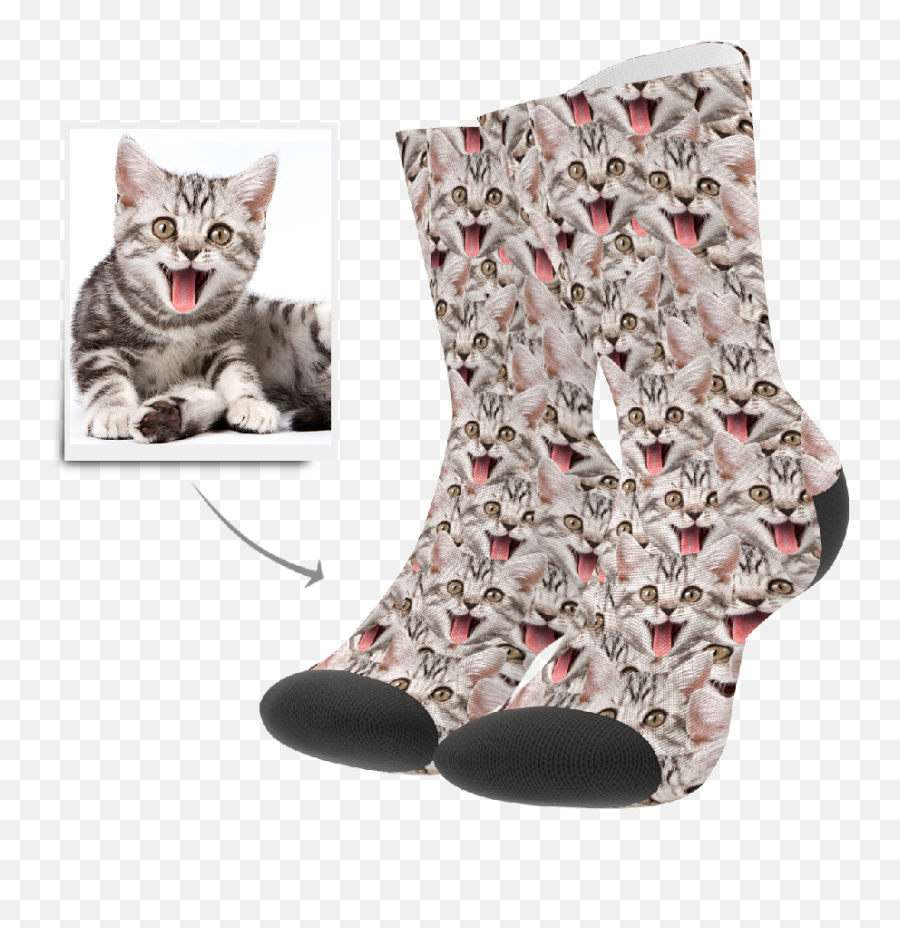 Custom Face Mash Socks - Cat U2013 Myfacesocksau Chaussette Personnalisé Chat Emoji,Cat Faces Emoticons