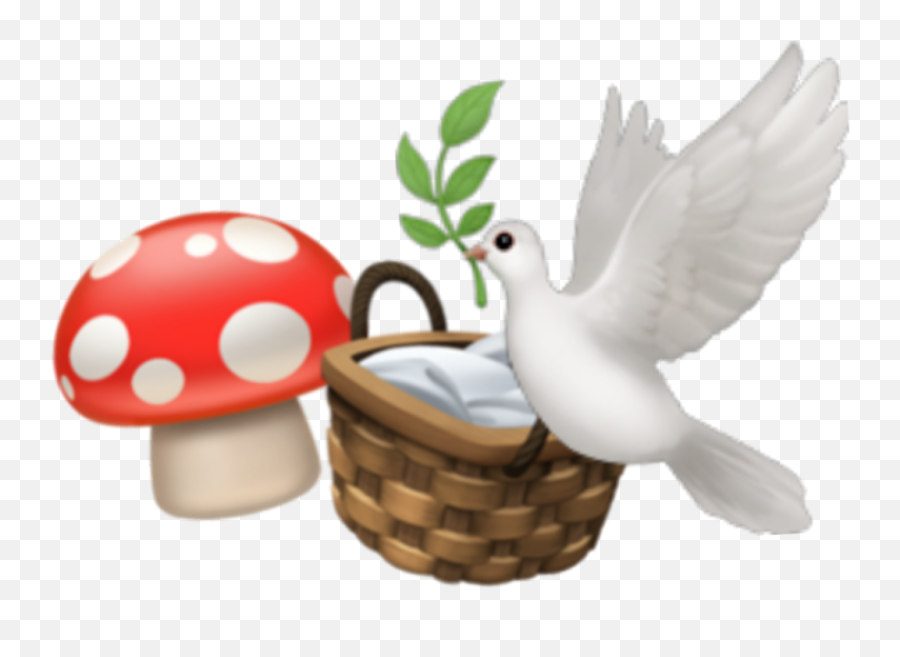 Dove Basket Mushroom Emoji Sticker - Emoji,Mushroom Emoji