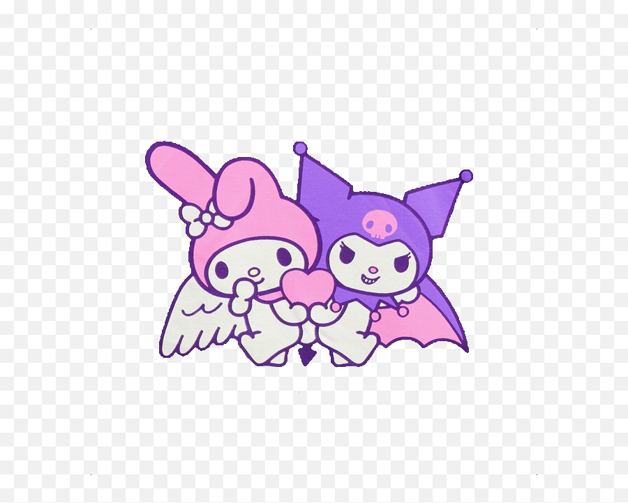 Mymelody Kuromi Angel Devil Sanrio - My Melody And Kuromi Emoji,Two Angels Two Devils Emoji