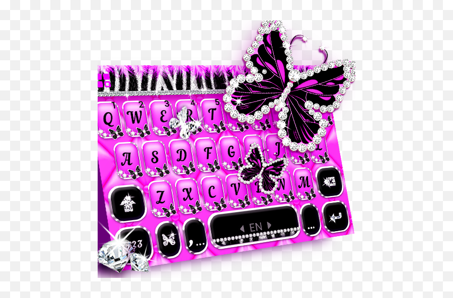 Zebra Luxury Butterfly Keyboard Theme - Girly Emoji,Huawei Swype Emoji