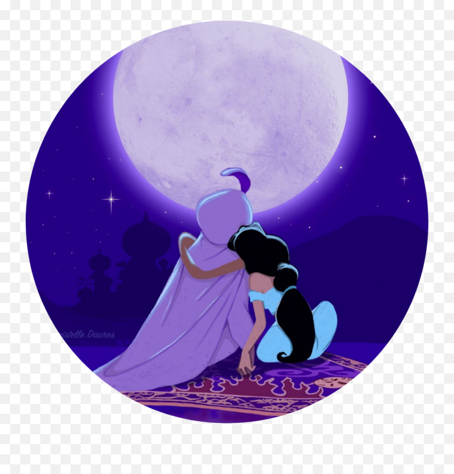Alladin Jasmine Moon Sticker - Love Aladdin Et Jasmine Emoji,Alladin And Jasmine Emojis