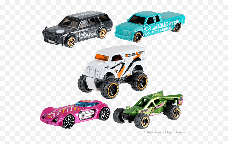 Collect In Bulk Hot Wheels 2019 5 - Packs News Mattel Synthetic Rubber Emoji,Monster Truck Emoji