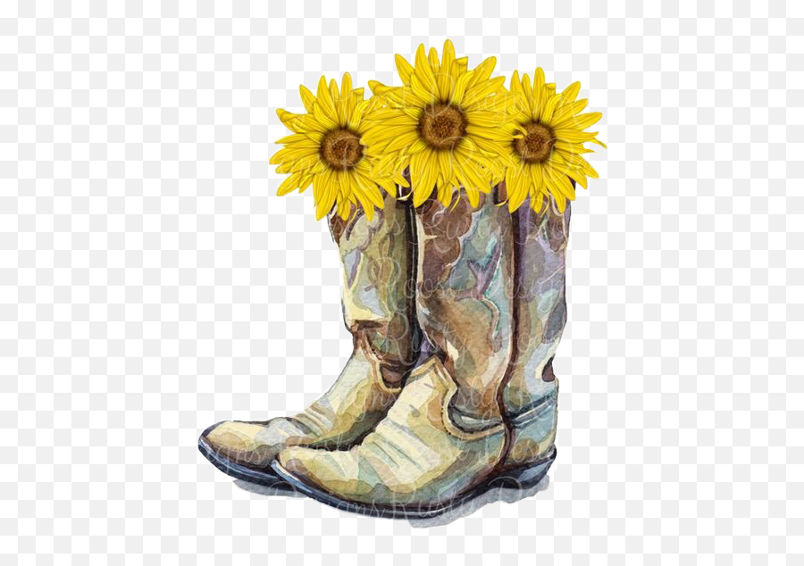 Cowboy Boots Sticker Challenge - Cowboy Boots And Sunflowers Emoji,Cowboy Boots Emoji