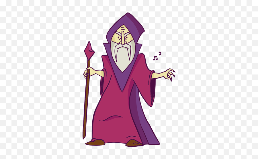 Purple Sorcerer With Staff Color Stroke Transparent Png Emoji,Magician Hat With Wand And Rainbow And Emojis