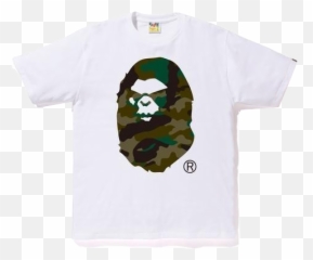A Bathing Ape Woodland Camo Mad Face Tee - White Emoji,Mad Emoticon