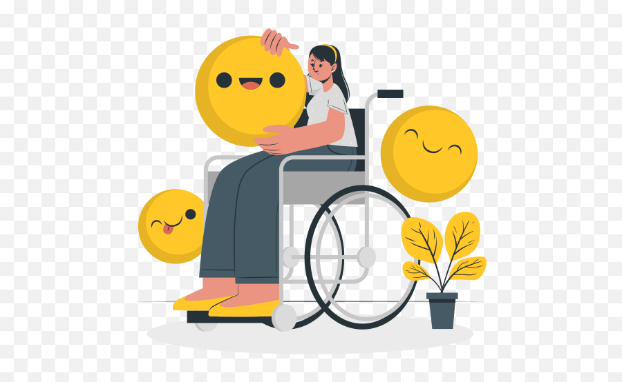 Smiley Face Customizable Disproportionate Illustrations - Happy Emoji,Wheelchair Emoji