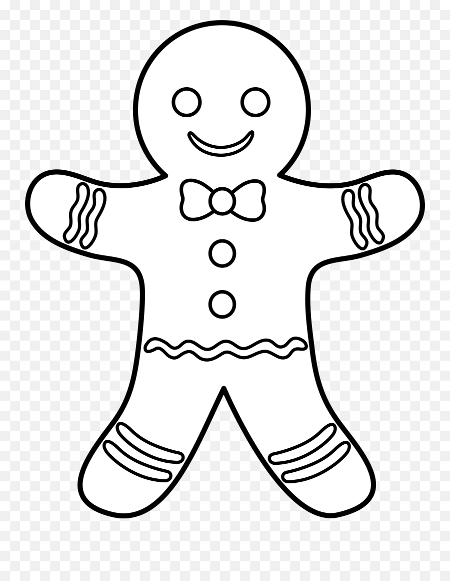 Gingerbread Man Line Art - Ginger Bread Man Colouring Page Emoji,Gingerbread Man Templtae Emotions