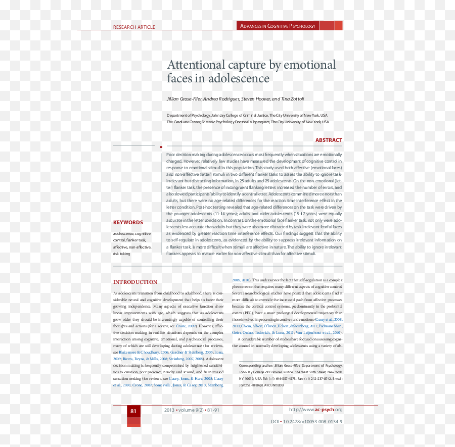 Pdf Attentional Capture By Emotional Faces In Adolescence - Document Emoji,Biopsychology Brain Scan Shows Emotion