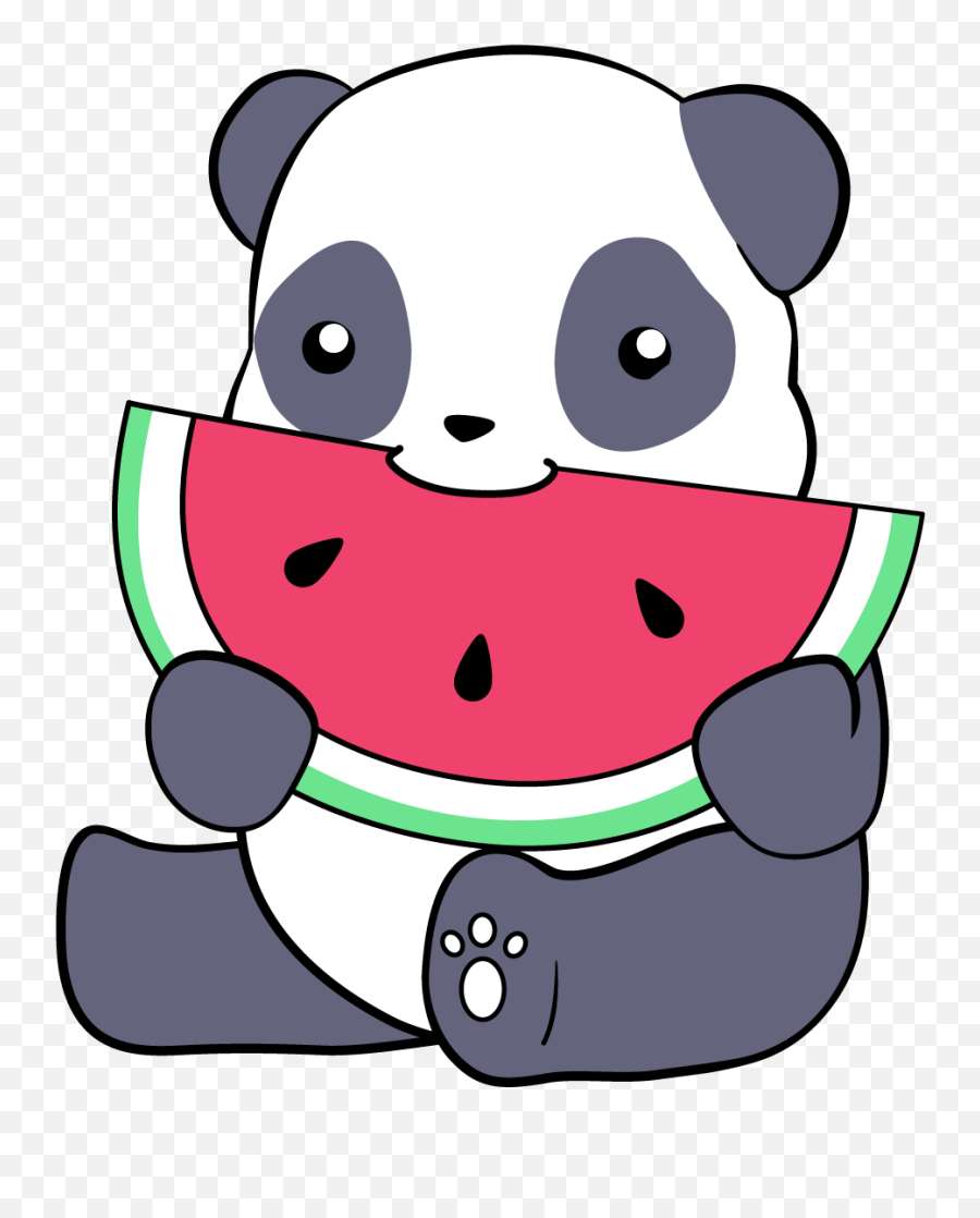 Download Tumblr Panda Png - Cute Panda Eating Watermelon Watermelon Panda Emoji,Panda Emoji Png