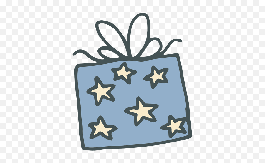 Blue Starry Gift Box Hand Drawn Cartoon Icon 53 Transparent Emoji,Starry Emoticon