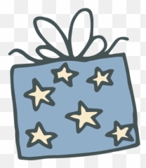Blue Starry Gift Box Hand Drawn Cartoon Icon 53 Transparent Emoji,Starry Emoticon