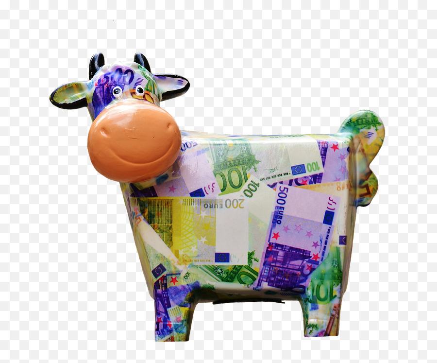 Cow Save Money Piggy Bank Funny - Euro Transparent Vaca Con Dinero Emoji,Money Cow Emoji