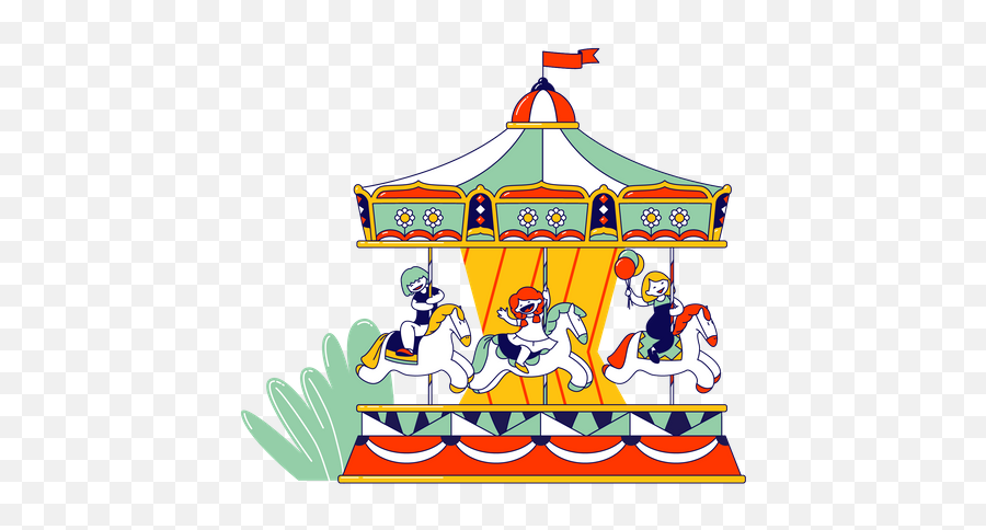 Best Premium Happy Children Riding Merry - Goround Carousel Emoji,Theme Park Emoji