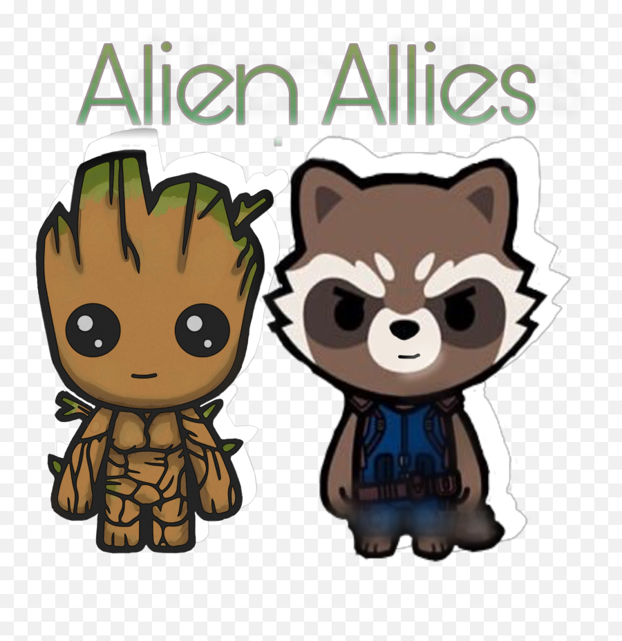 Rocket Groot Bestfriends Sticker By Keenly - Cute Baby Groot And Rocket Drawing Emoji,Alien And Rocket Emoji