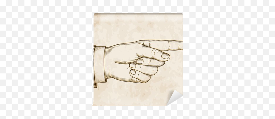 Wall Mural Hand With Pointing Finger On Old Paper Illustration Emoji,Rock And Roll Hand Emoticon