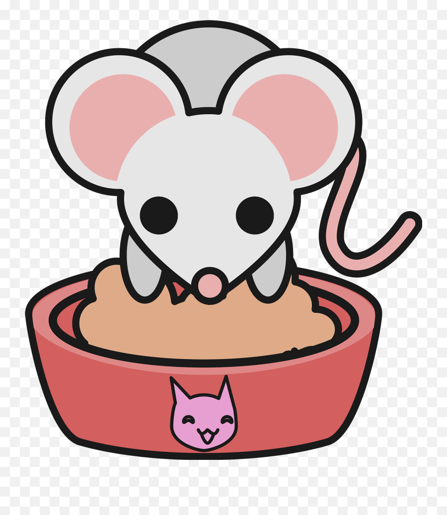 Mouse Eating From Cat Bowl Clipart Free Download - Clip Art Emoji,Mice Emoji