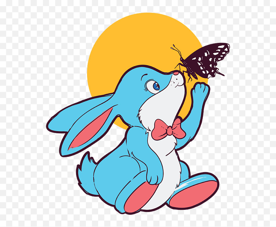 Cute Bunny And Butterfly T - Shirt Nyúl Rajz Emoji,D.va Bunny Emoticon