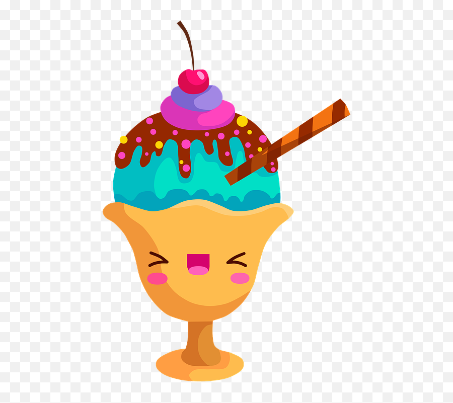 Helado Postre Kawaii - Kawaii Ice Cream Characters Emoji,Emojis Helado