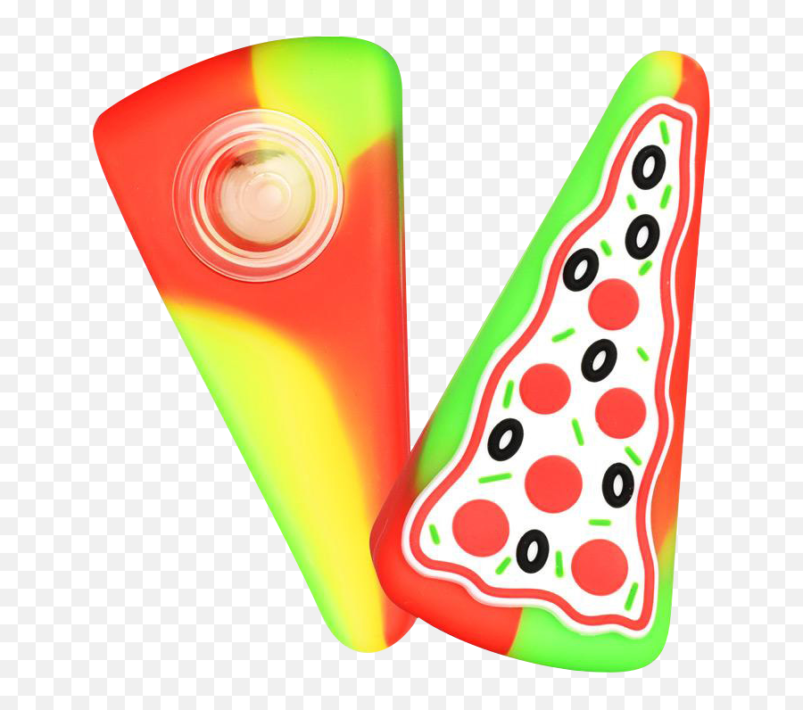 Pizza Slice Silicone Hand Pipe With Glass Bowl - Dot Emoji,Swag Hand Emoji