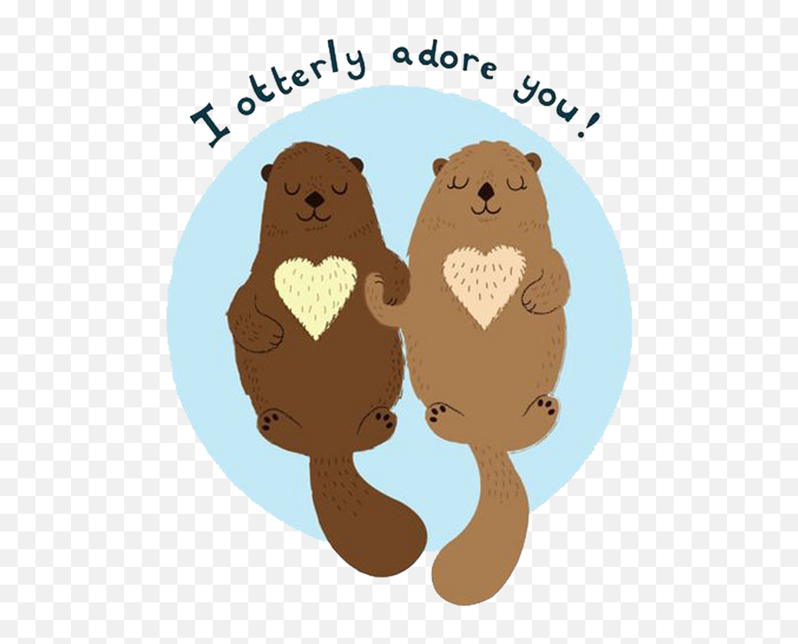 Cute Puns - Sea Otters Holding Hands Cartoon Emoji,Otter Emoji Iphone