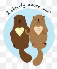 Cute Puns - Sea Otters Holding Hands Cartoon Emoji,Otter Emoji Iphone