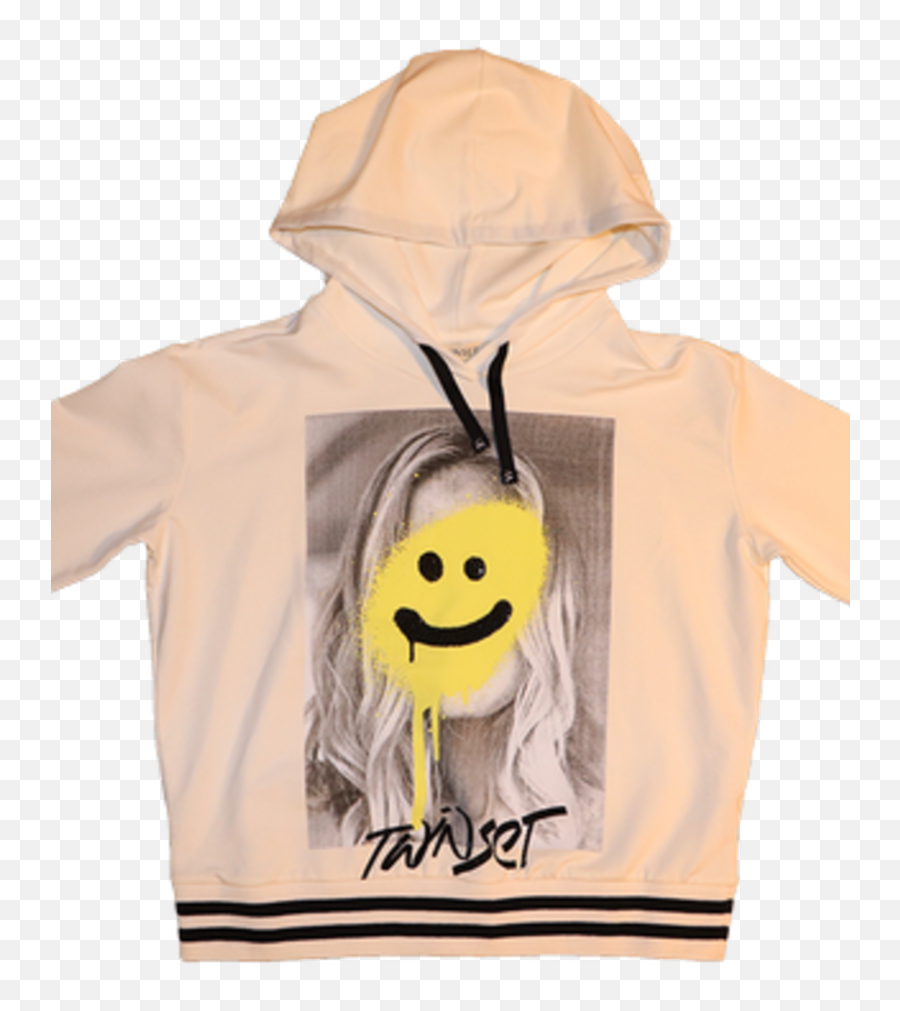 Twinset Twinset Sweater Kap Smiley Offwhite - Hooded Emoji,Emoticon With An A On Sweater