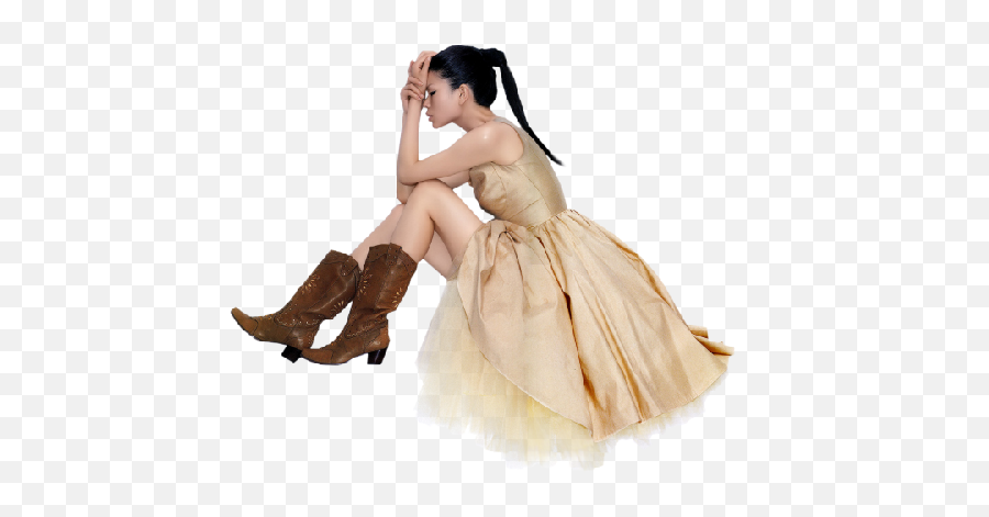 Girl In Dress And Cowboy Boots - Fashion Boot Emoji,Cowboy Boots Emoji