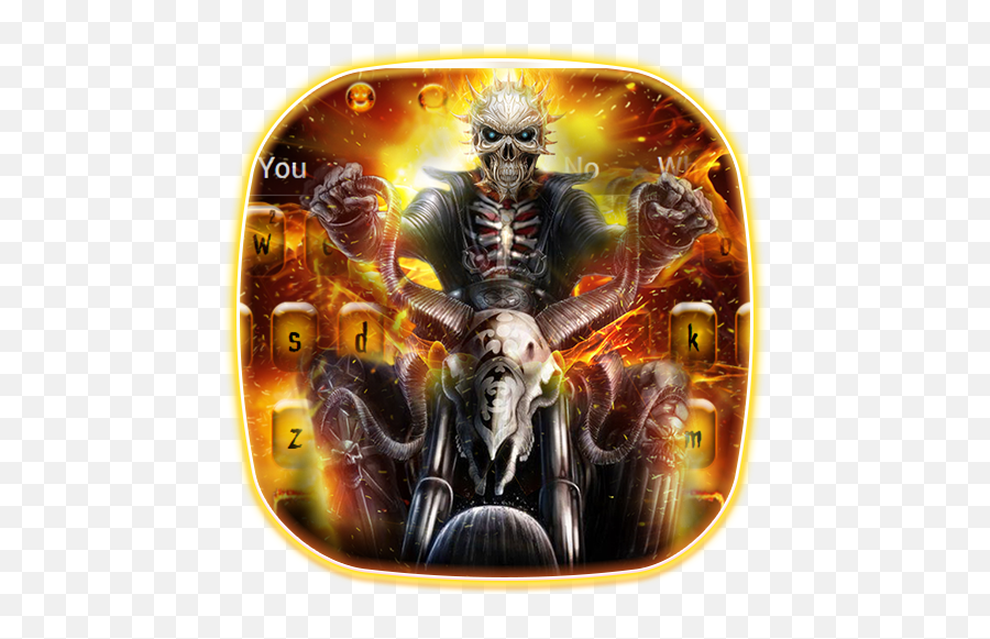Fire Skull Rider Keyboard - Demon Emoji,Skeleton Emojis