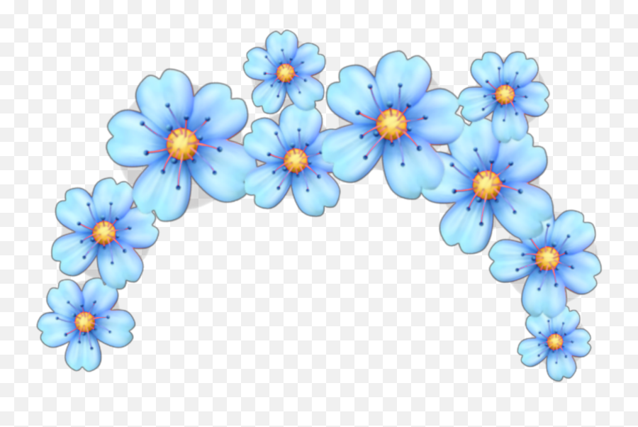 Blue Flowers Flower Crown Sticker - Pink Emoji Flower Crown,Kawaii Flower Emoji