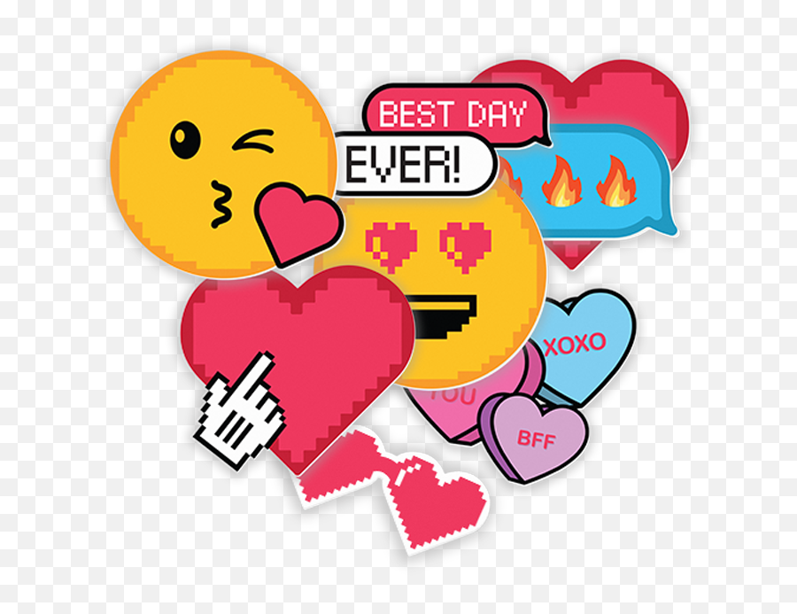 Pixelated Heart Cutouts U2014 Fun Handheld Church Welcome Signs - Facebook Page Emoji,Guess The Emoji Hand And Kiss