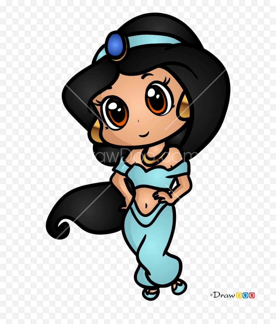 How To Draw Arabian Princess Chibi - Cute Drawings Of Jasmine Emoji,Emoji Arabian Nights