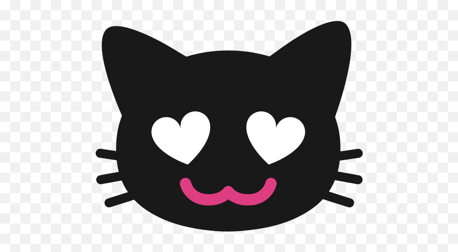 Smiling Cat Face W Heart Shaped Eyes - Black Eyes Cat Emoji,Cat Heart Eyes Emoji Png