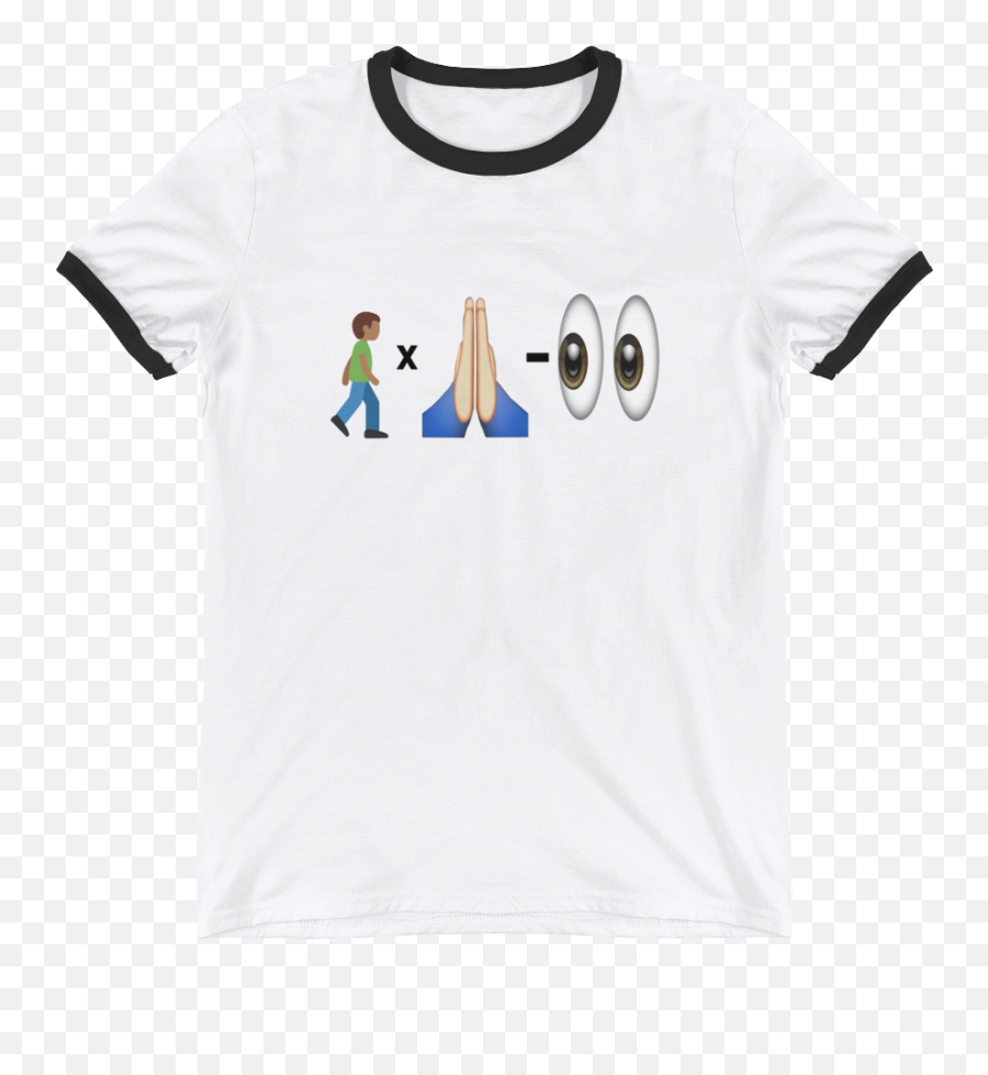 Walk By Faith Not By Sight Emoji - Men Ringer Tshirt Ringer Shirt Mockup Free,Emoji 100 Shirt